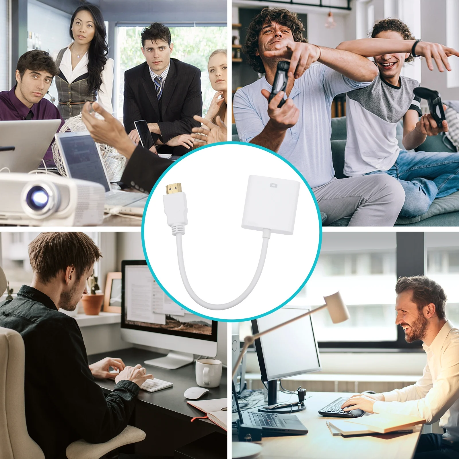 محول Vga محول 1080P محول إخراج الفيديو عالي الوضوح مادة ABS تركيب سريع مقاوم للاهتراء #4