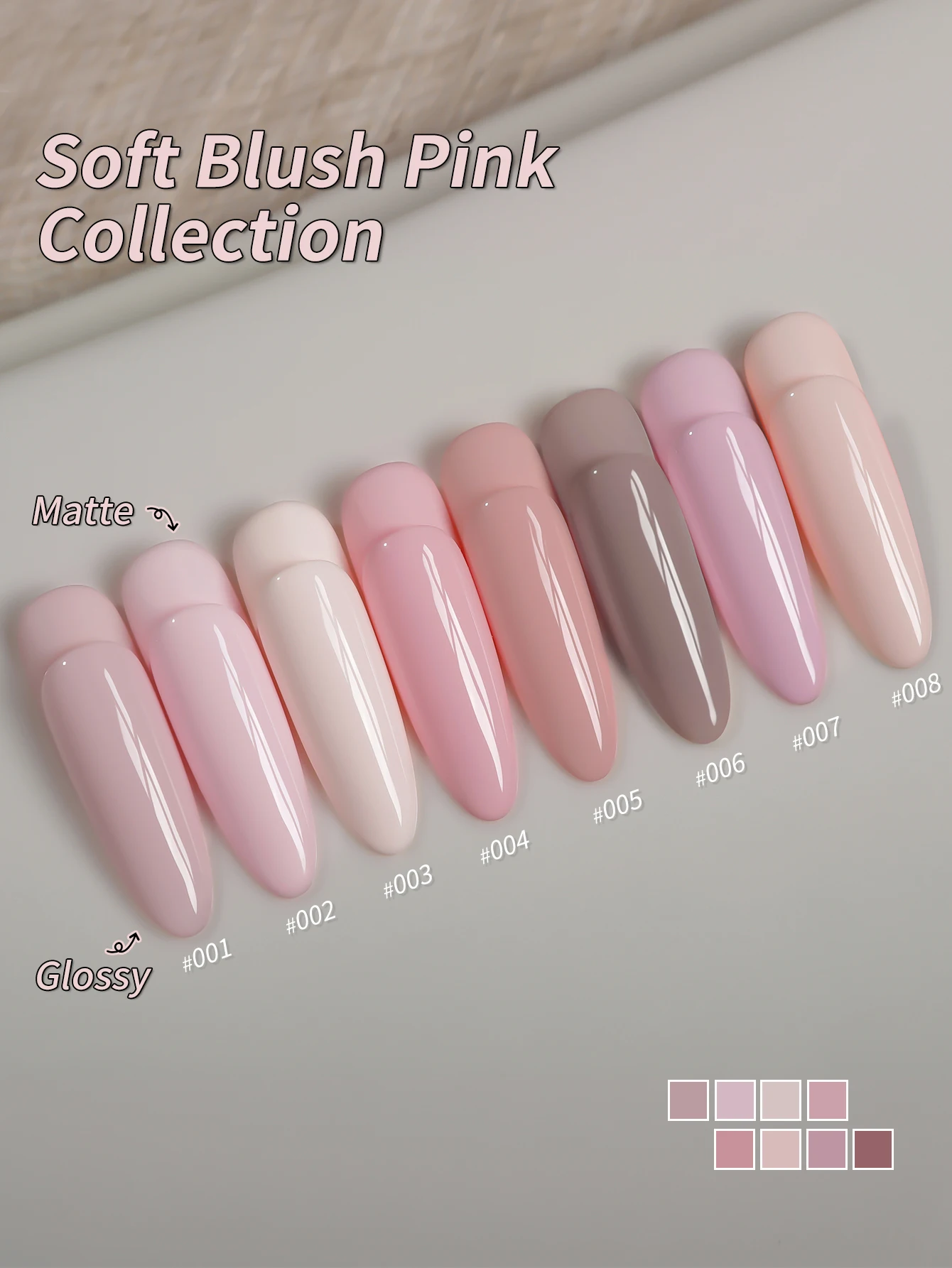XEIJAYI 15ML 8pcs  Pink Series Gel Nail Polish Set, UV LED Immersion Nail Polish,Holiday DIY Nail Polish Design For All Seasons