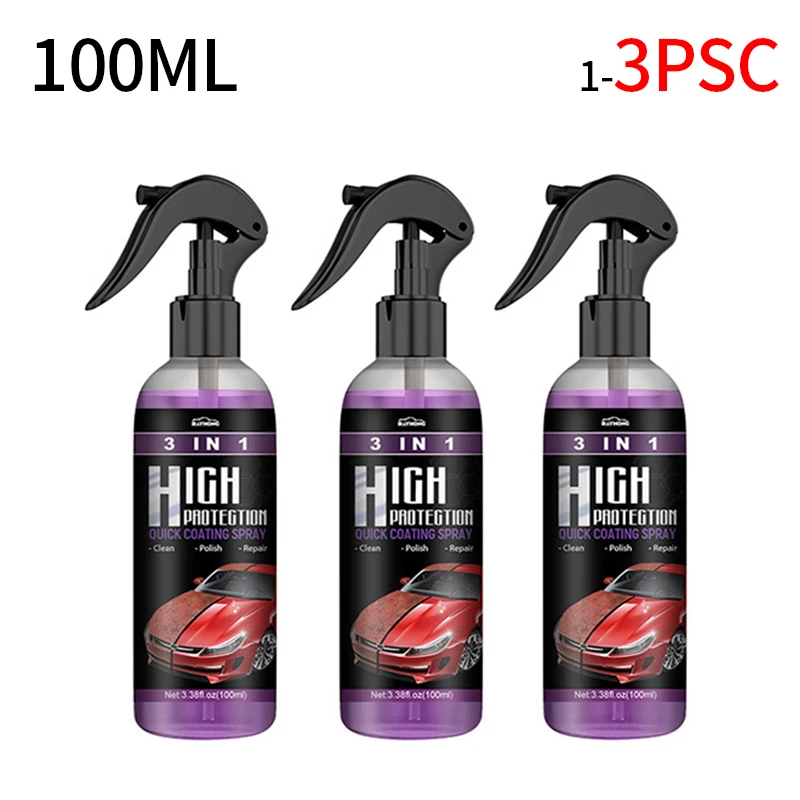 

3 in 1 High Protection Quick Ceramic Coating Nano Spray Car Wax Polish Spray Hydrophobic Intense Gloss Shine Plastic Refresh