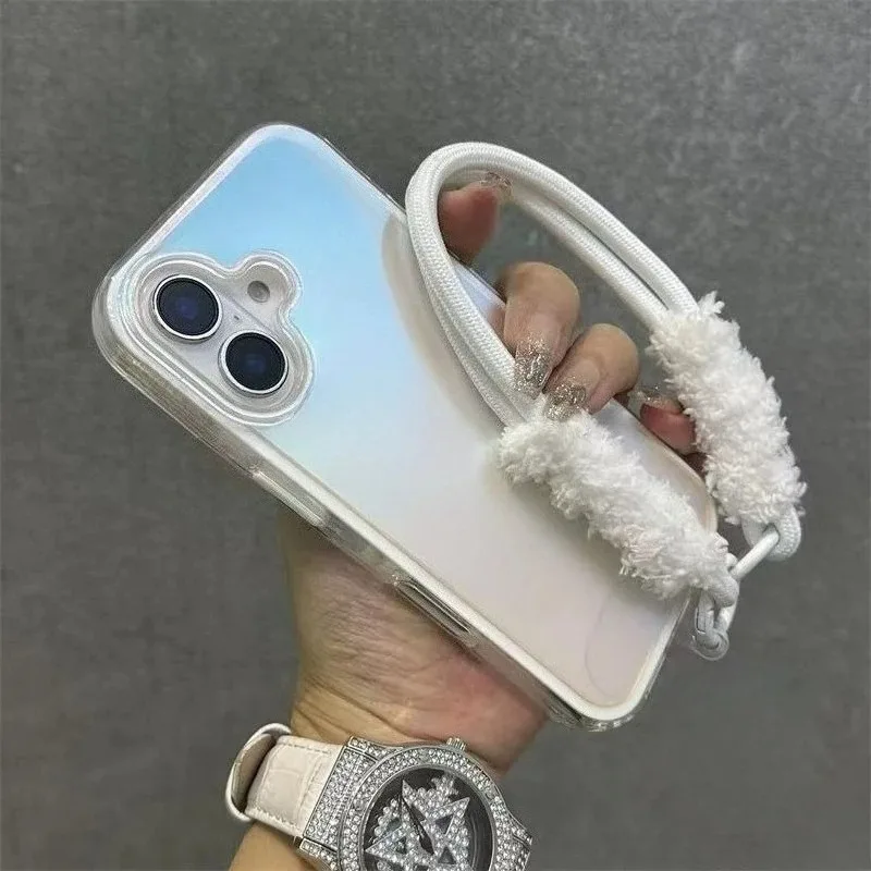 

For Huawei Pura 70 P60 P50 P50E Mate 70 60 50 50E Pro Plus Pro+ Nova 9 SE 10 Lite Phone Case Solid Color Border Lanyard Cover