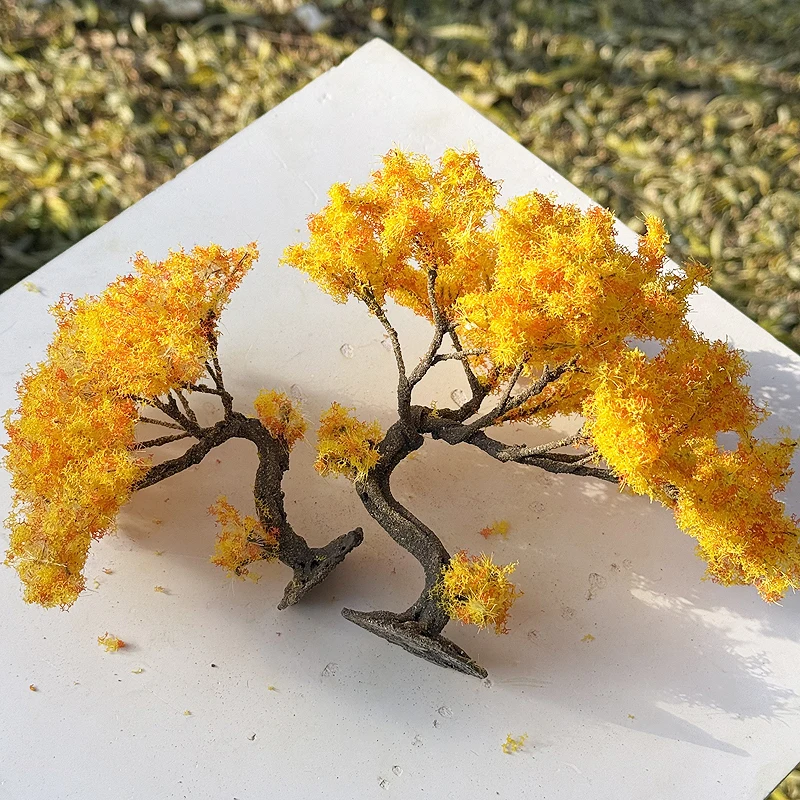 شجرة سلكية خريفية مصغرة مع نموذج قاعدة شجرة القيقب شجرة المناظر الطبيعية تمثال منصة الدعامة شجرة نموذج طاولة الرمل