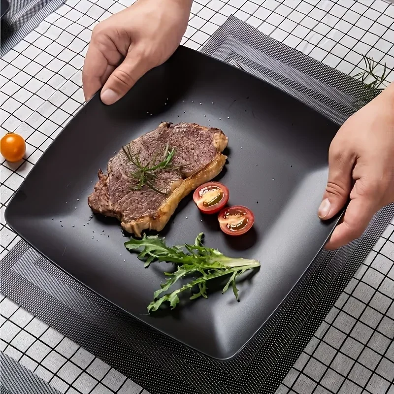 8-Piece Set - Shatterproof Plastic Square Plates - Reusable Plates - Lightweight and Durable, Suitable for Desserts/Fruit/Snacks