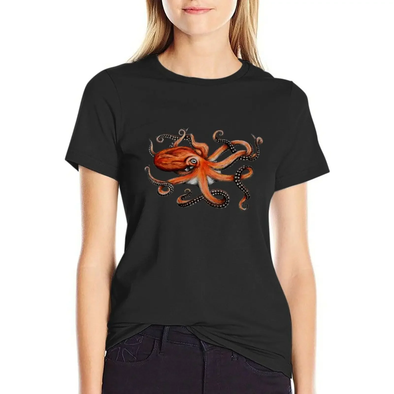 

Octopus Illustration T-Shirt graphics kawaii clothes quick drying Womens clothing