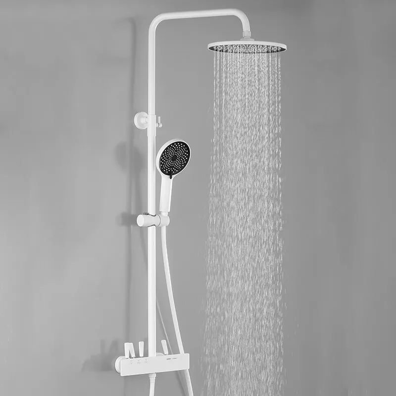 German Craft Matte White Shower Set Toilet Shower Wall Mounted Large Top Spray Bathroom Fashion Bathroom Full Copper