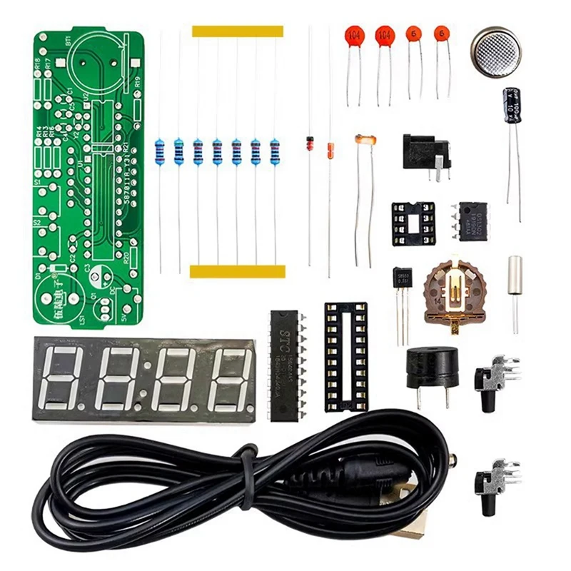 4-Digit Digital DIY Clock Kits With Acrylic Shell, DIY Alarm Clock Soldering Practice Kit For Learning Electronics