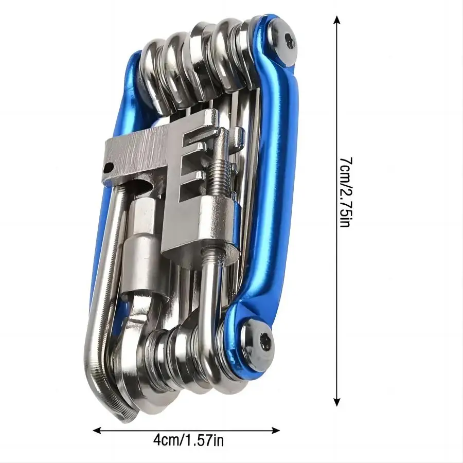 11-in-1 Bike Tool Mini Multitool Kit - Lightweight Stainless Steel Tool Wrench, Screwdriver, Chain, Hexagon Wheel Spoke