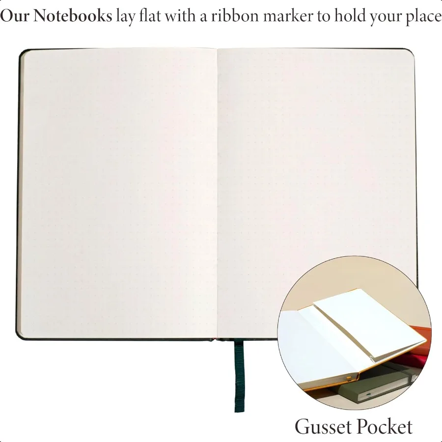 두꺼운 100gsm 용지의 하드커버 점선 노트, A5 사이즈(8.3인치 x 5.4인치), 여행, 학교용 일기장