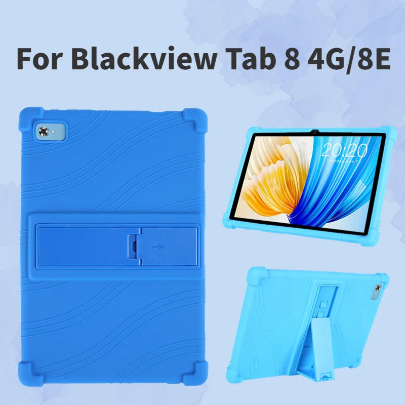 

For Blackview Tab 8 4G/8E 10.1 Inch Silicone tablet protective case with adjustable stand and thickened corners for anti-impact