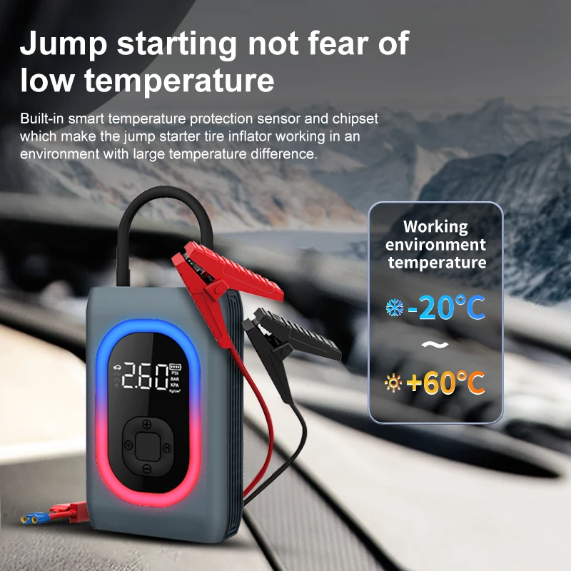 AP06 kompresor udara nirkabel portabel cerdas, pompa Inflator listrik cerdas dengan tampilan Digital untuk mobil, sepeda motor, bola