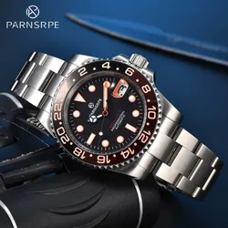 PARNSRPE Business Men's Watch Automatic NH35 Movement with Calendar Sapphire Crystal Hot Sale Ceramic Bezel 200m Water Resistant