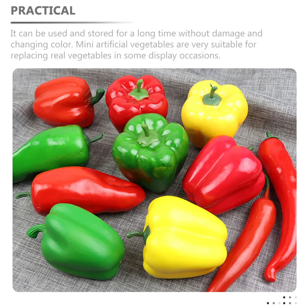 6 Pcs Simulation Bell Pepper Model Small Size Artificial Chili Decorations Vegetable Poly Dragon Lifelike Prop Accessory