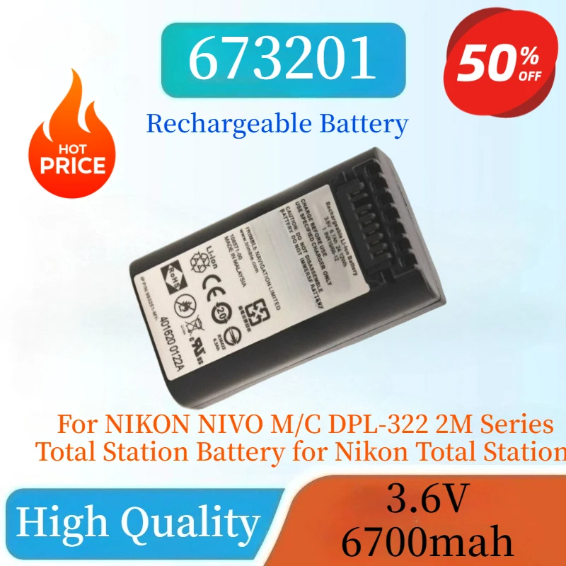 

New 3.6V 6700mAh Rechargeable Battery for NIKON NIVO M/C DPL-322 2M Series Total Station for Nikon Total Station 67201-01-SPN