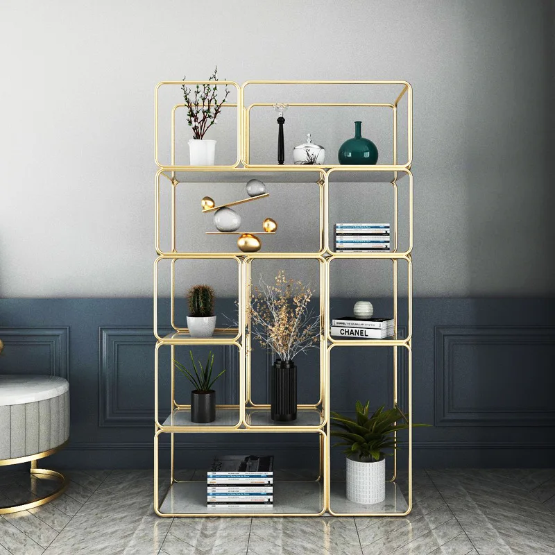 

Книжная полка из кованого железа в скандинавском стиле от пола до стены, офисная гостиная, светлая роскошная полка, многослойная перегородка, металлическая витрина