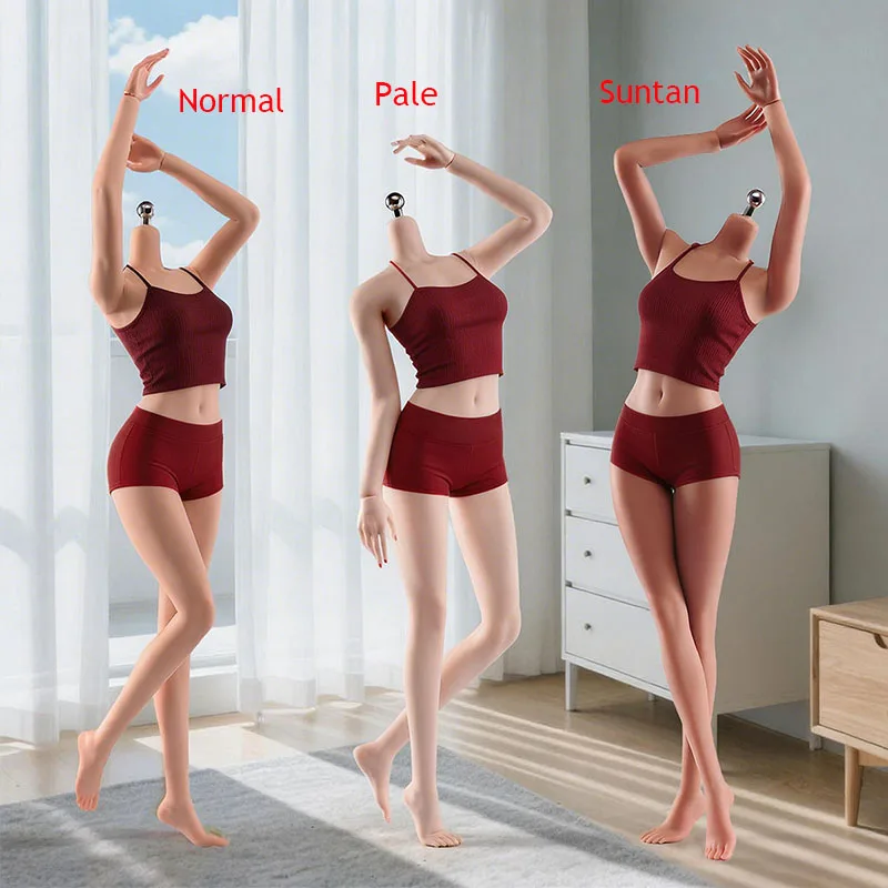 

ANT T303 1/6 Scale Female Slender Seamless Body 12'' Non Detachable Feet Slim Girl Action Figure Pale Normal Suntan Body Model