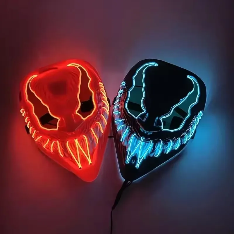 قناع Marvel Venom مع عدسة لتزيين حفلات الهالوين، قناع LED للألعاب الساخنة، قناع تنكري Venom، توهج كامل الوجه