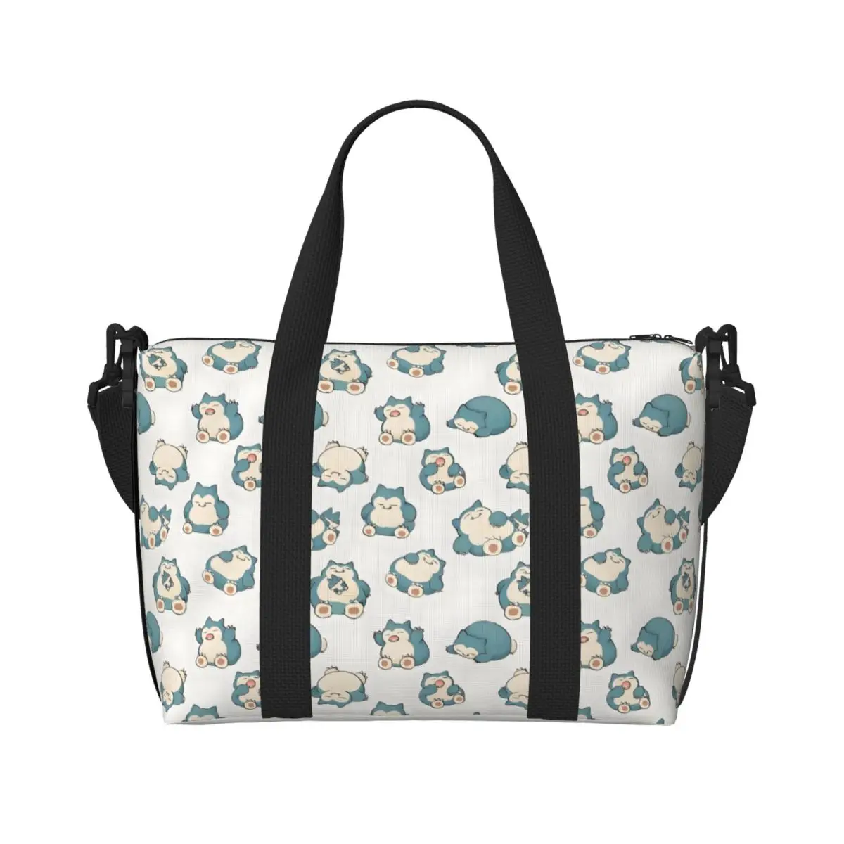 

Custom Snorlaxs Beach Tote Bag Women Cartoon Big Compartment Beach Gym Travel Bags