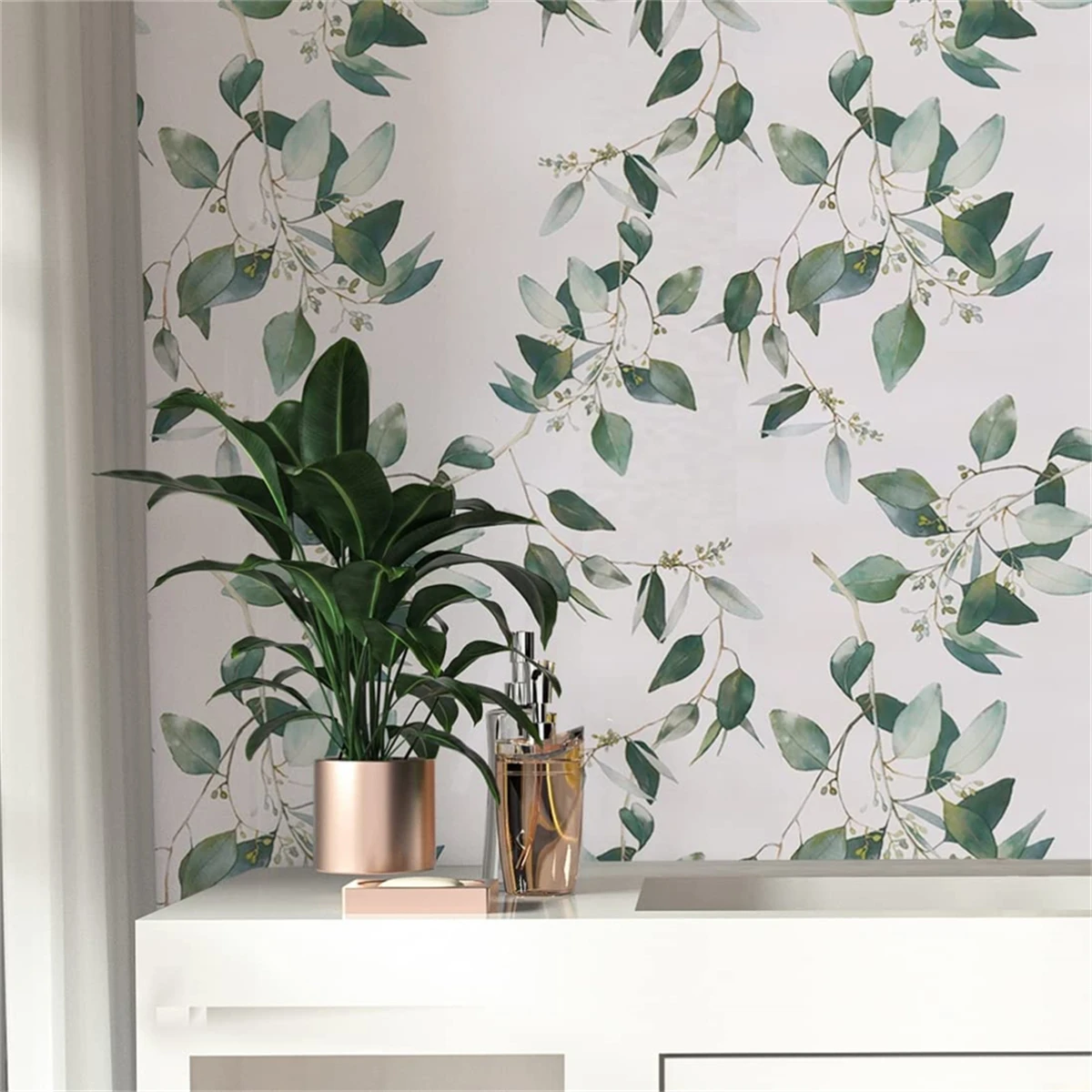 Vinyl Green Leaf Peel and Stick Wallpaper Self Adhesive Contact Paper Removable Waterproof Wallpaper For Furniture Renovation