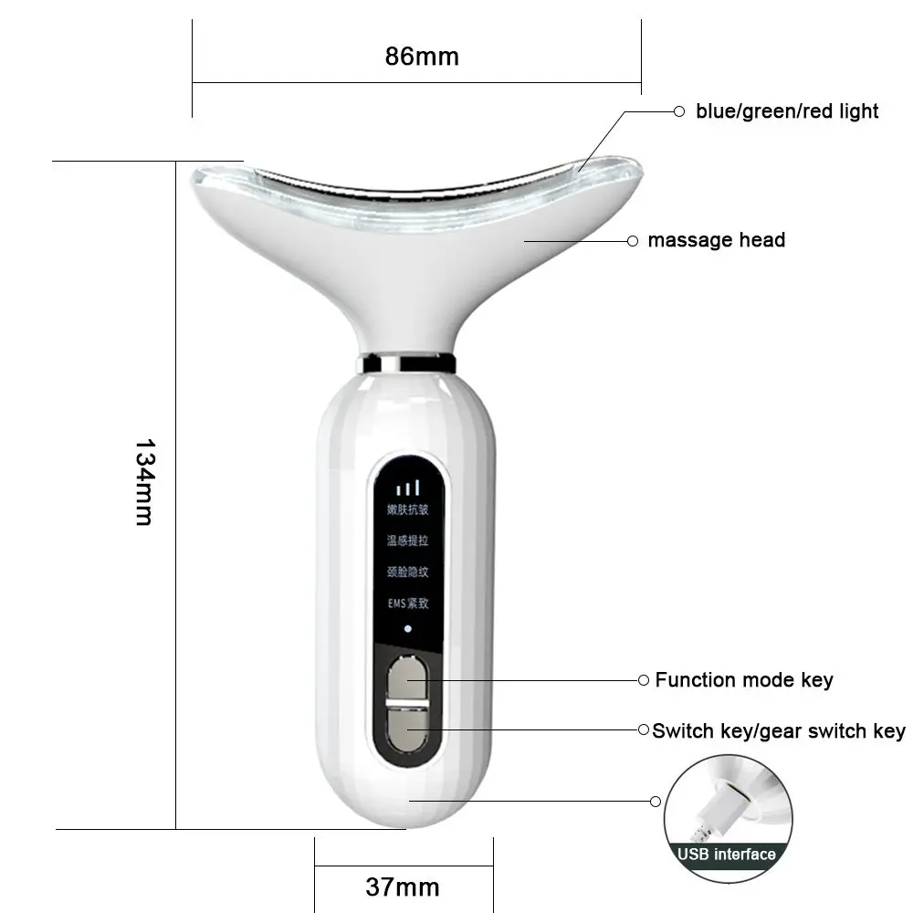 LED 목 얼굴 미용 장치, 광자 치료, 피부 강화, 이중 턱 감소, 주름 방지, 3 가지 색상