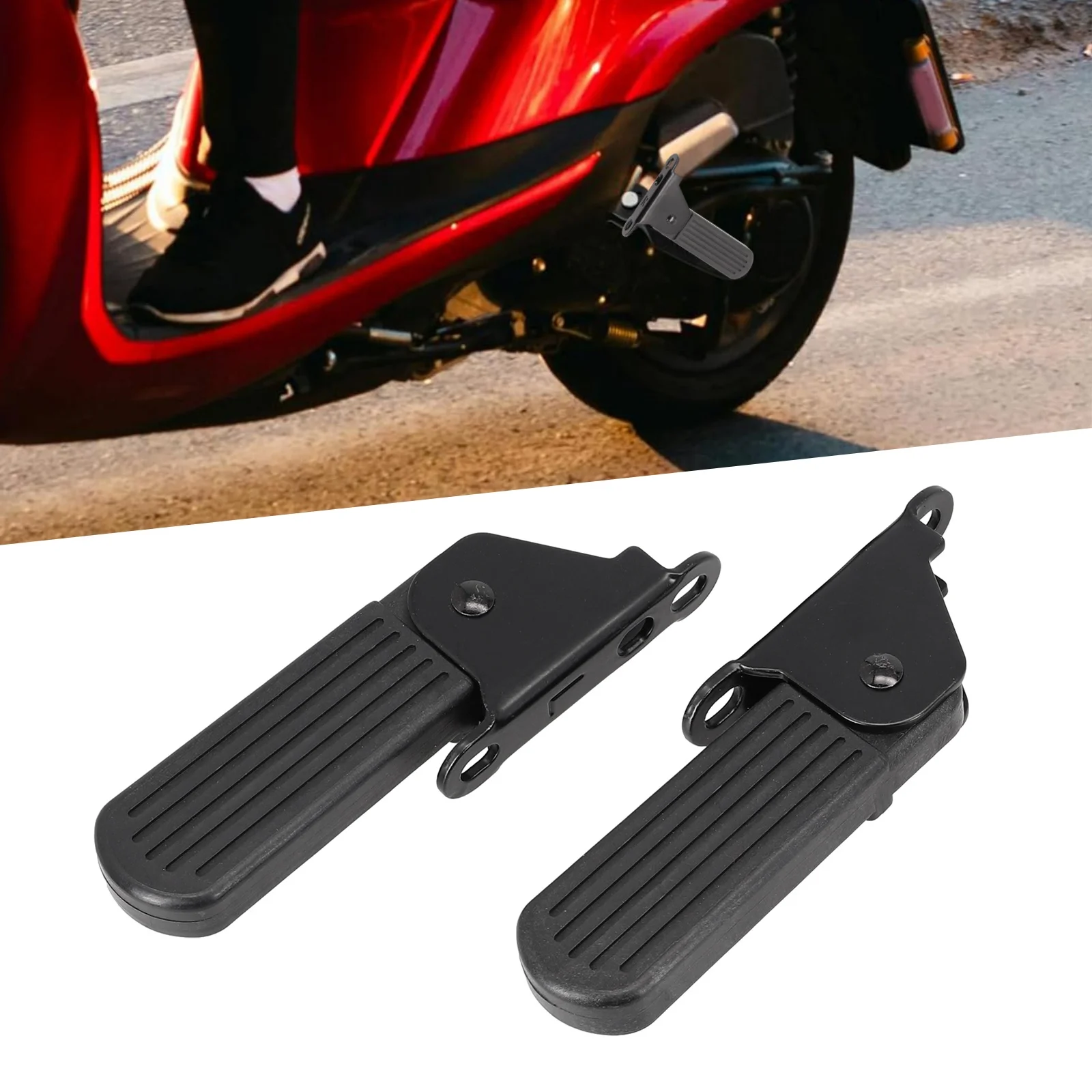 Image of 1 paar Elektrische Moped Front Pedal Roller Vorne Faltbare Pedal Bein Unterstützung Pad Verdickte Stahl Platte Ebike Zubehör