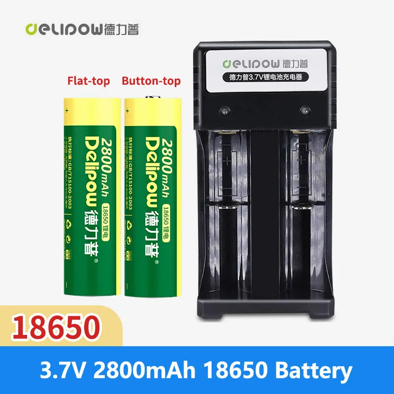 2-8pcs Delipow 100% New Original 18650 Battery 3.7V 2800mAh 18650 Lithium Ion Rechargeable Battery Flashlight Batteries
