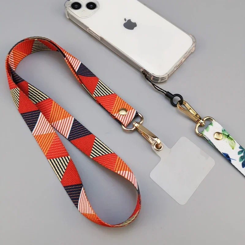 Mobile Phone Lashing Neck Hanging Lanyard Nd Mobile Phone Shell with Clip Anti-loss Rope Female Creative Retro Pattern Chain