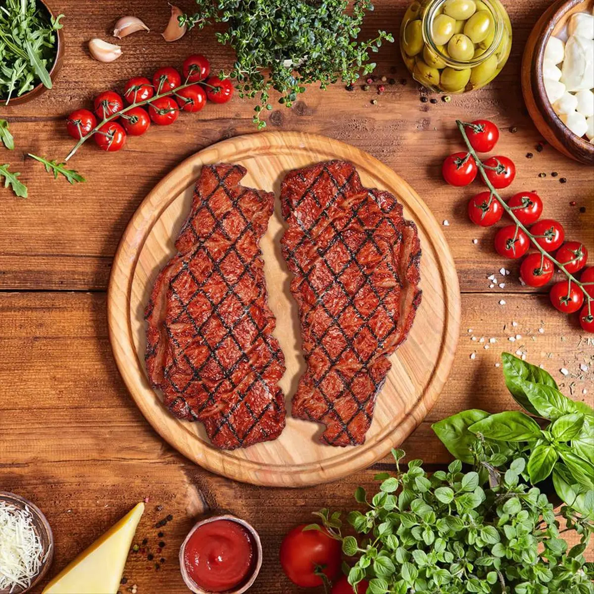 ABJS 2 Peças de PVC Artificial, Modelo de Simulação de Carne Bovina Assada Cozida, para Exibição em Casa, Cozinha, Mercado e Adereços de Fotografia