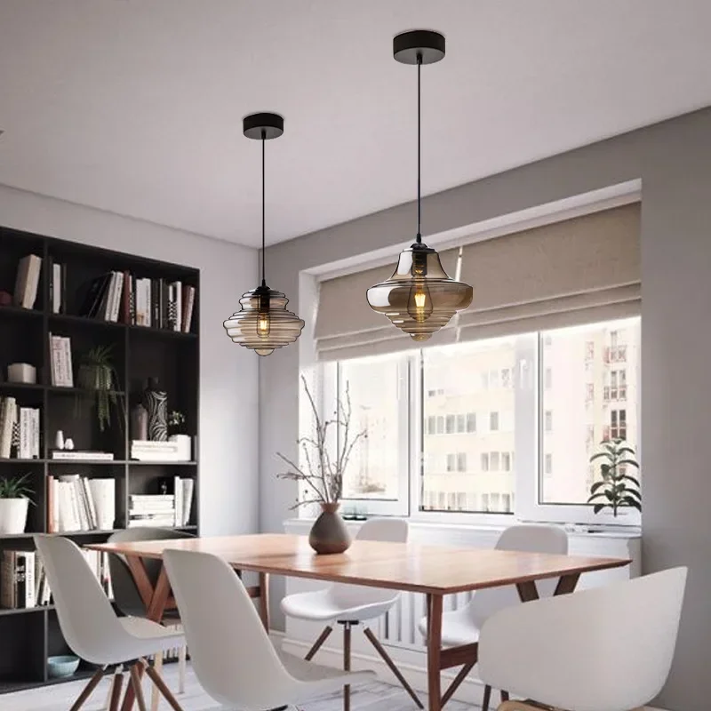 

Glass Chandelier Restaurant Light Luxury Modern Bedside European Creative Stair Lamp Bedroom Bar Shop Industrial Style