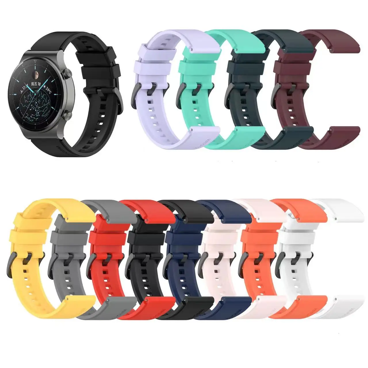 22mm 20mm Silicone Strap For Samsung Watch 5/4/3/Pro Huawei Watch 3/GT3/Pro Original Sports bracelet band Amazfit GTR/GTS Correa
