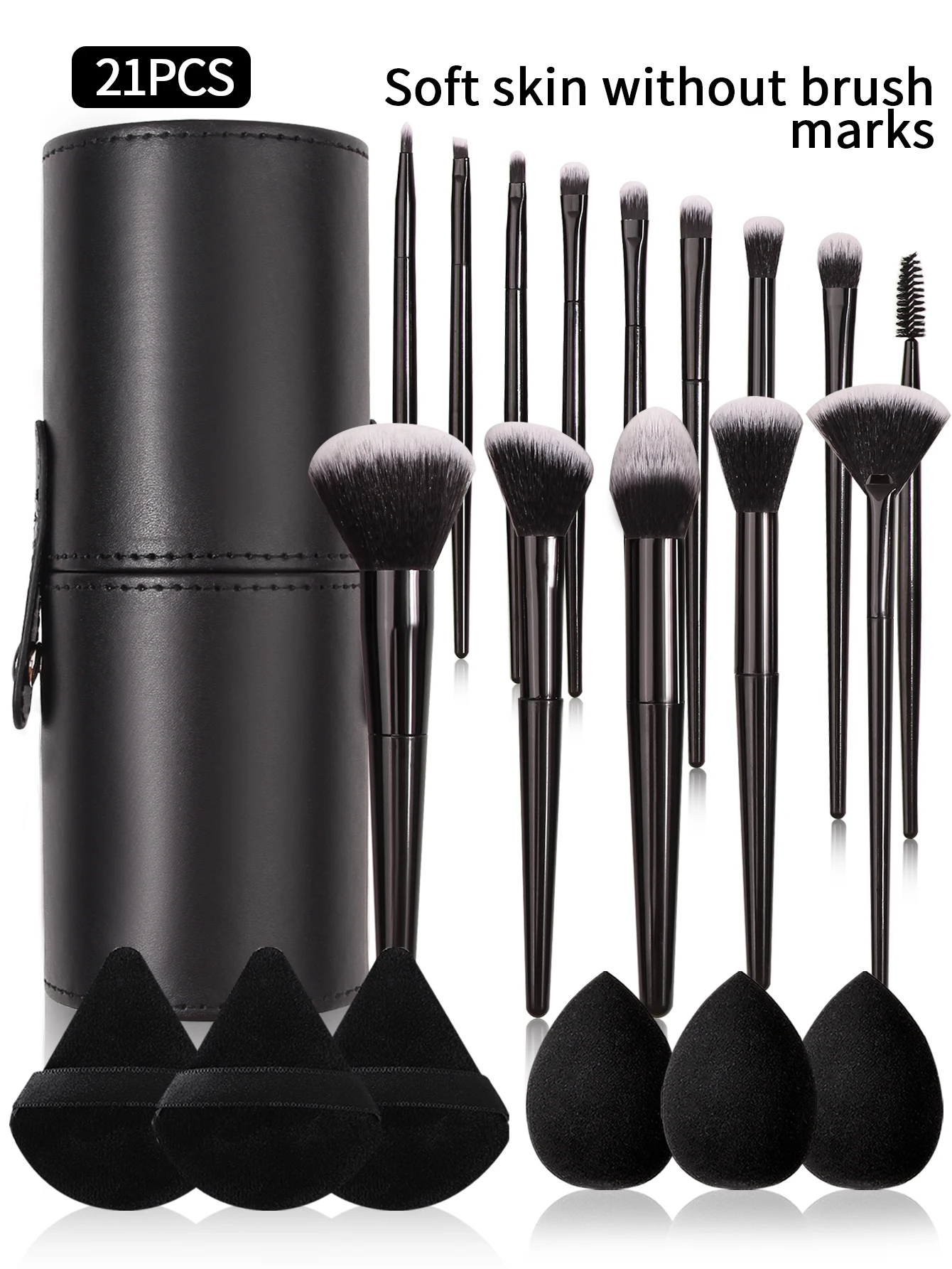 Conjunto de pincéis de maquiagem preto profissional super macio detalhe escova blush fundação corretivo sombra escova ferramenta de beleza feminina