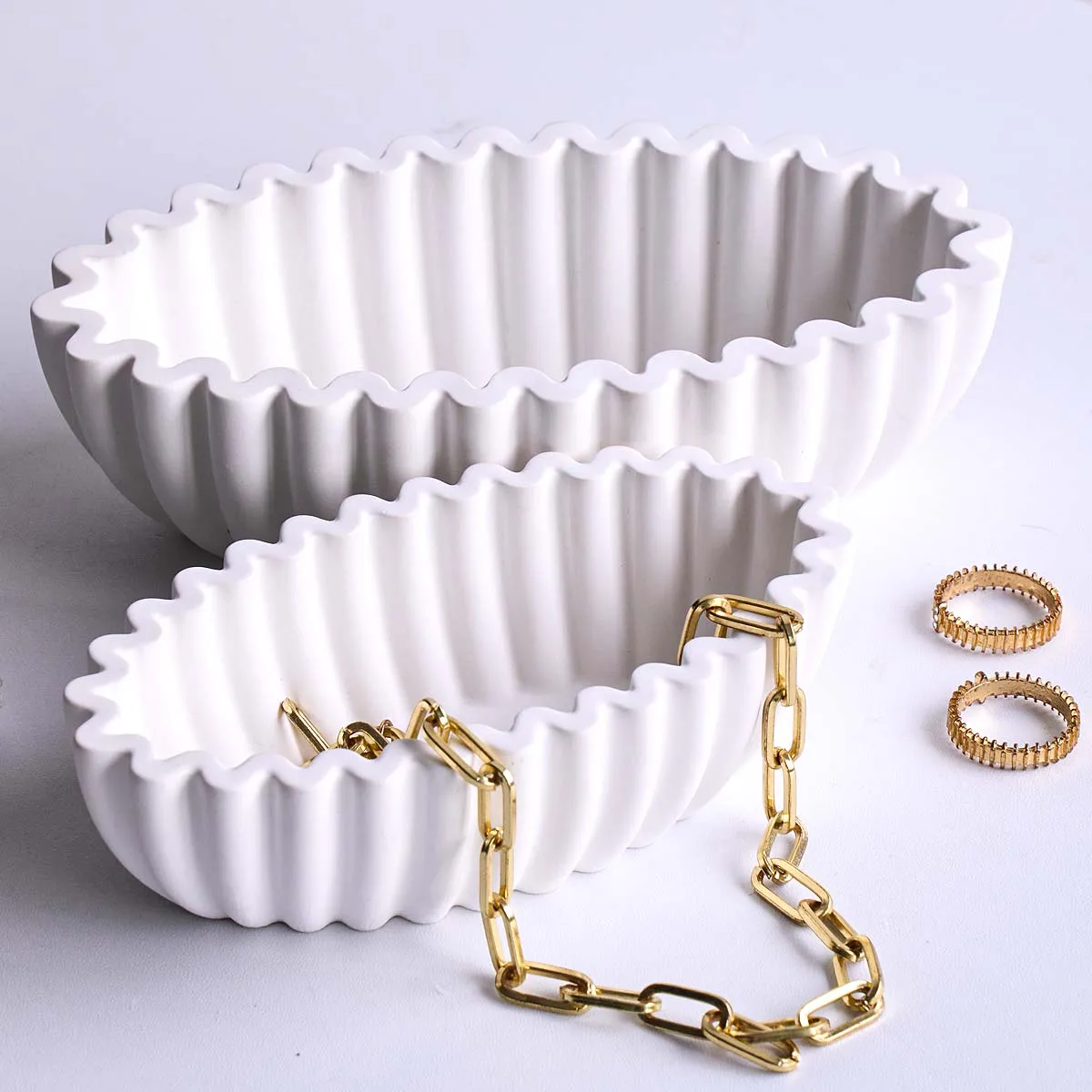 Oval Candle Jar Silicone Mold DIY Handmade Waves Shape Plaster Concrete Resin Flowerpot Storage Box Craft Casting Molds Home Dec