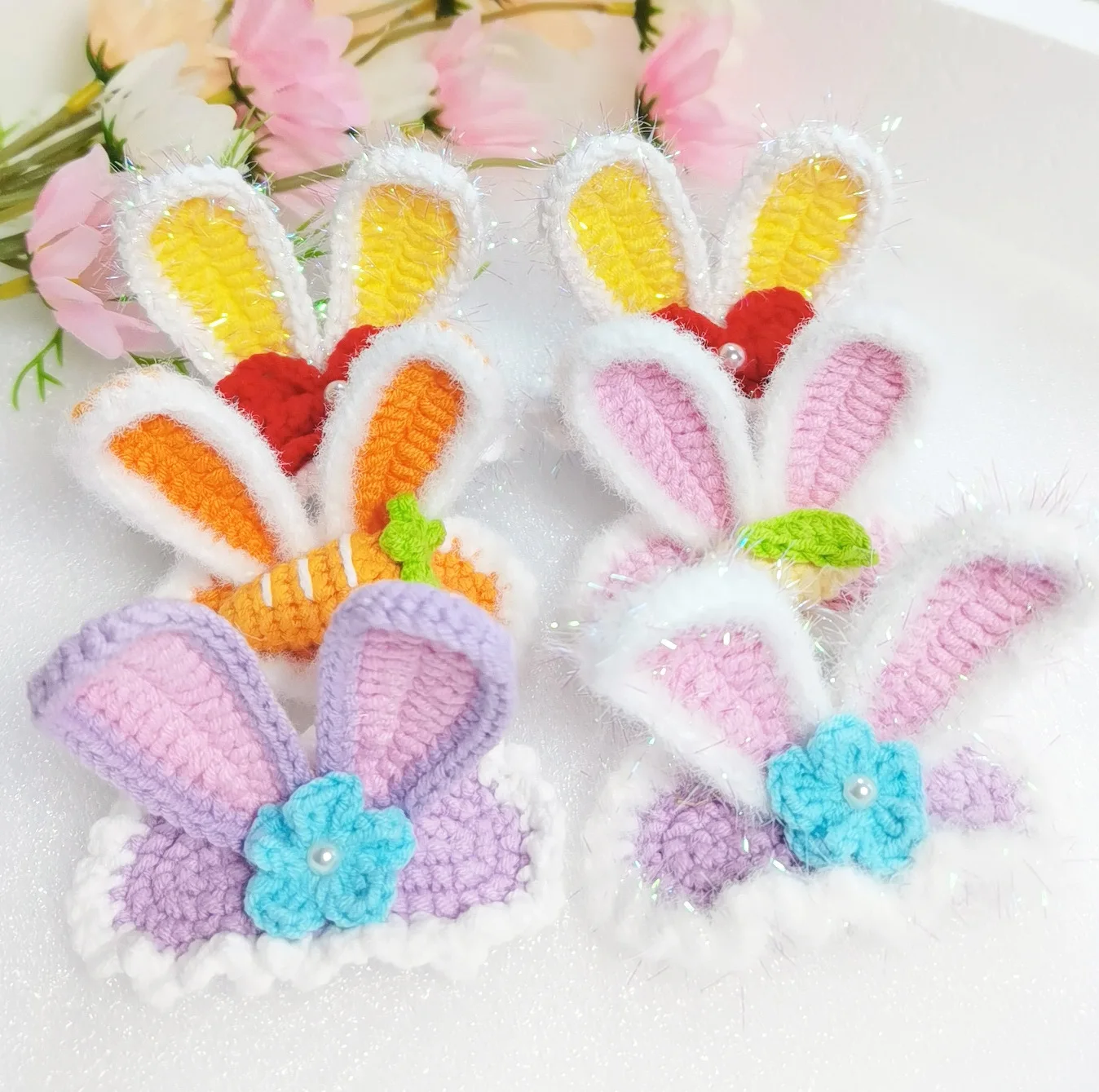 2 pieces Korean Handmade Hairpin Girl Baby Knitting Bangs Hair Clip Leaf Flower Fruit  Accessories Head Ornament