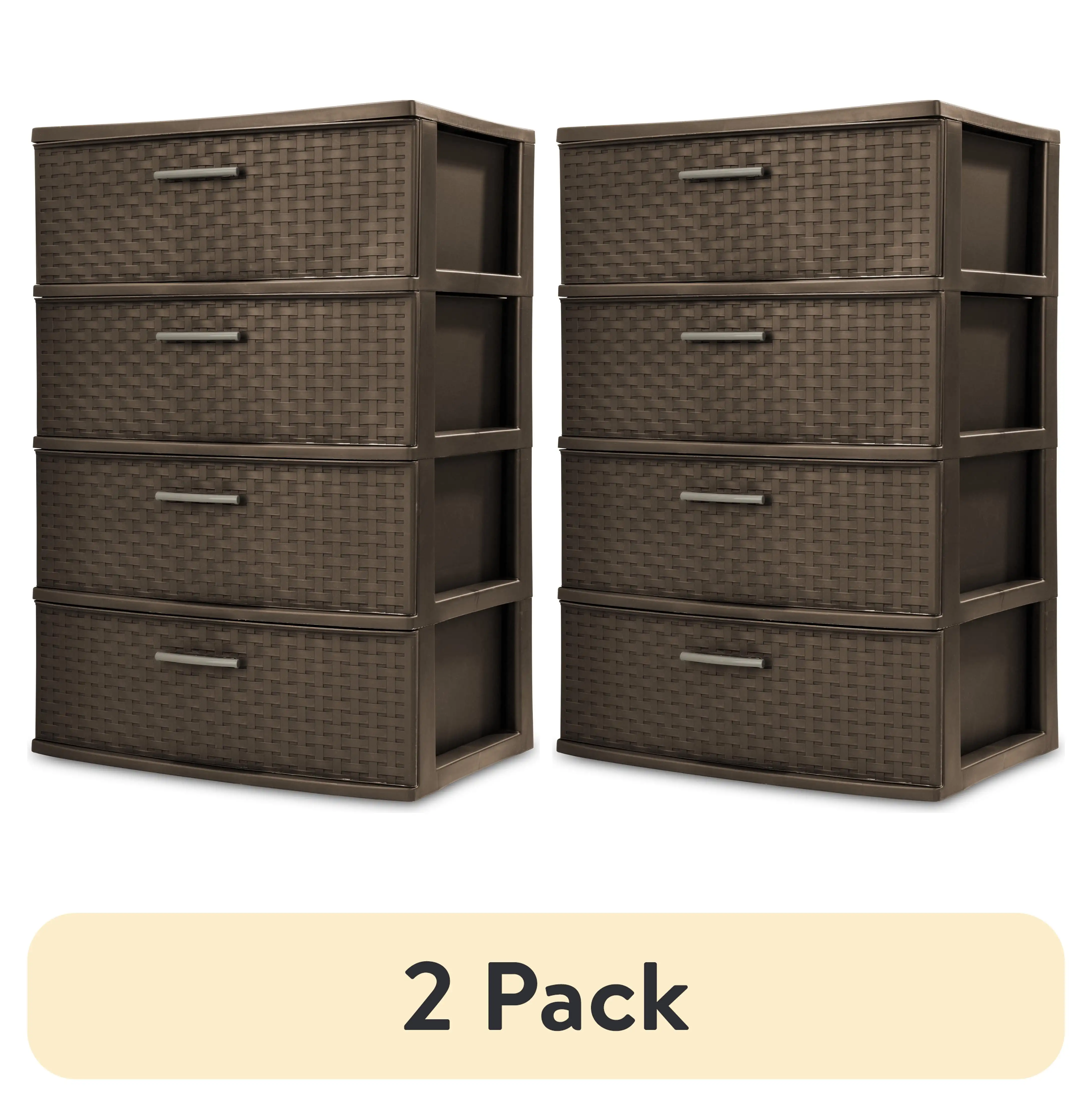 

(2 pack) 4 Drawer Wide Weave Tower Espresso
