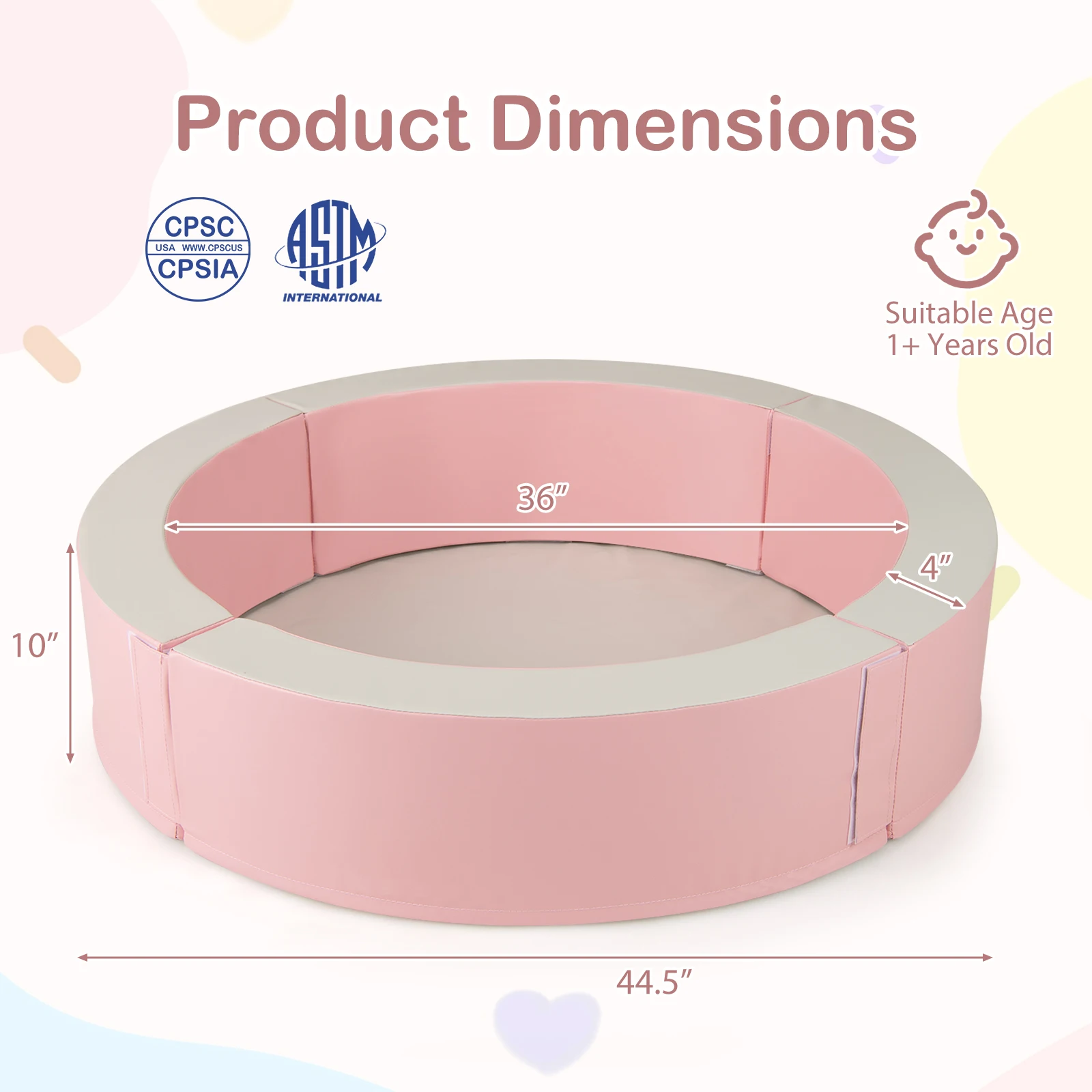 44. Pozo de bolas de espuma desmontable para bebé de 5 "x 10" con 50 bolas oceánicas coloridas