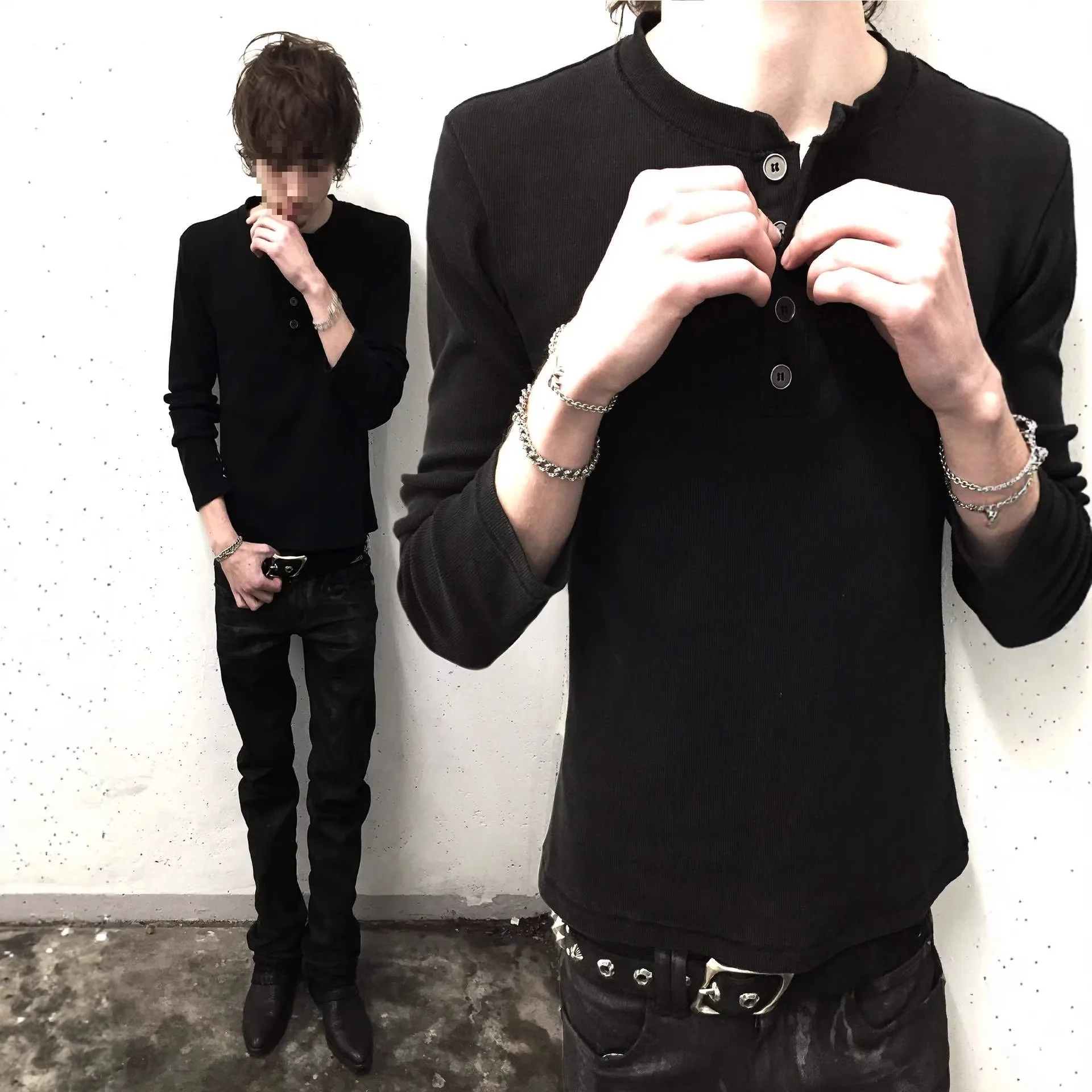 2000s European and American Strip personalized print INS style punk Harajuku Dark High street trendy Retro Long sleeved T-shirts