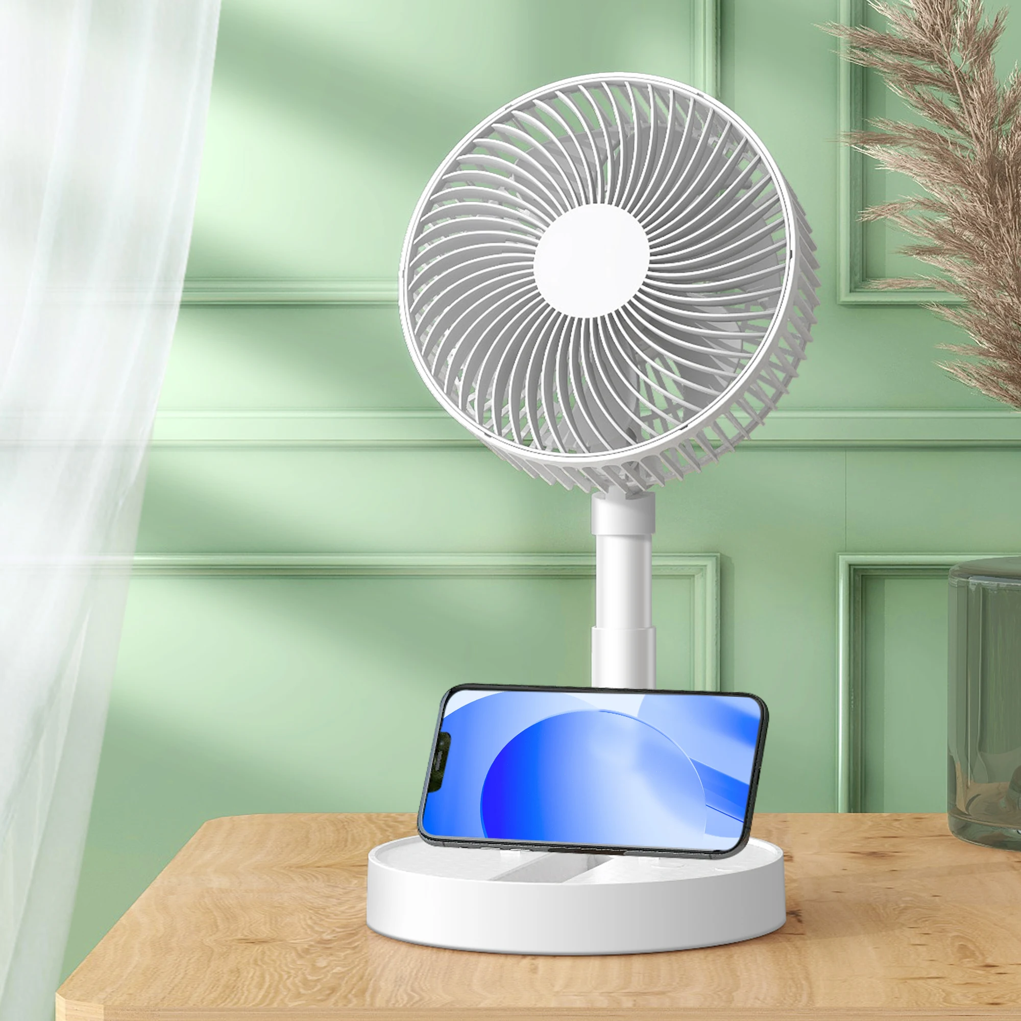 

Складной USB-вентилятор с 4 скоростями и таймером, мини-вентилятор на батарейках для спальни, дома или улицы, настольный вентилятор