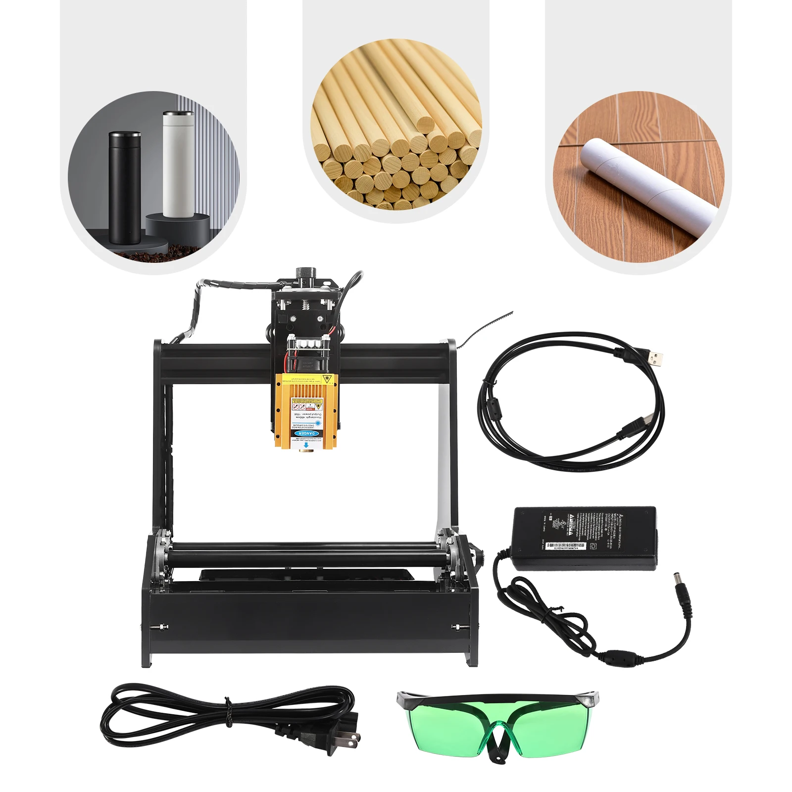 15W Laser Engraving Machine 450nm High Precision Engraving Machine Fast Engraving Portable Engraving Machine