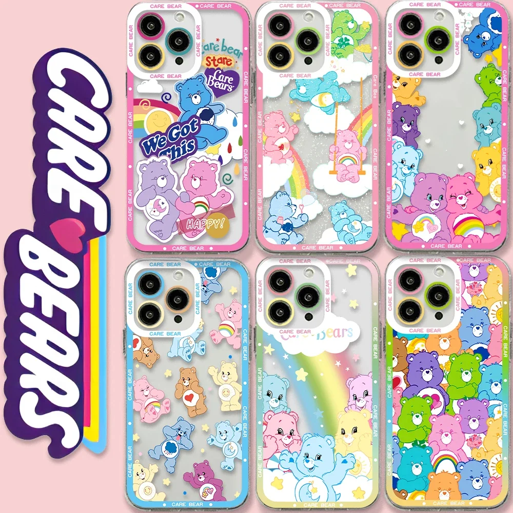 Cute Bears Phone Case For iPhone 15 14 13 12 Mini 11 Pro Max X XR XS MSX 6 6S 7 8 SE 2020 Plus Soft Silicone Transparent Cover