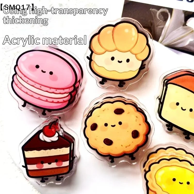 6Pcs/Set Kawaii Cartoon Dessert Acrylic Double-sided Paper Clips Cute Food Pattern Journal Decor Clips Office Stationery【SMQ】