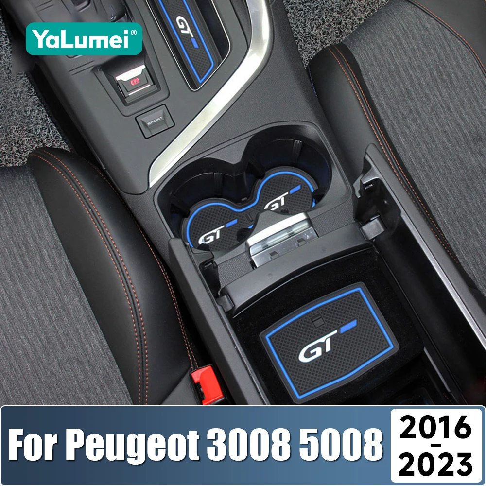 Für Peugeot 3008 5008 GT 2016 2017 2018 2019 2020 2021 2022 2023 Hybrid Anti-Rutsch-Türschlitz- und Getränkehalter-Matten Zubehör