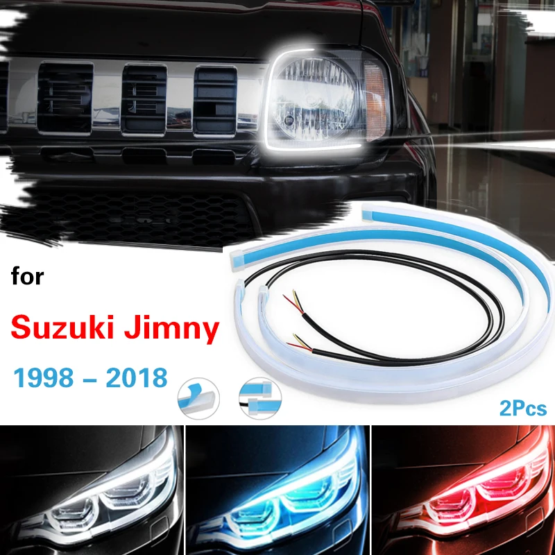 

2pcs 12V LED DRL Car Daytime Running Light Flexible Waterproof Strip Auto Headlights Turn Signal Lamp For Suzuki Jimny 1998-2018