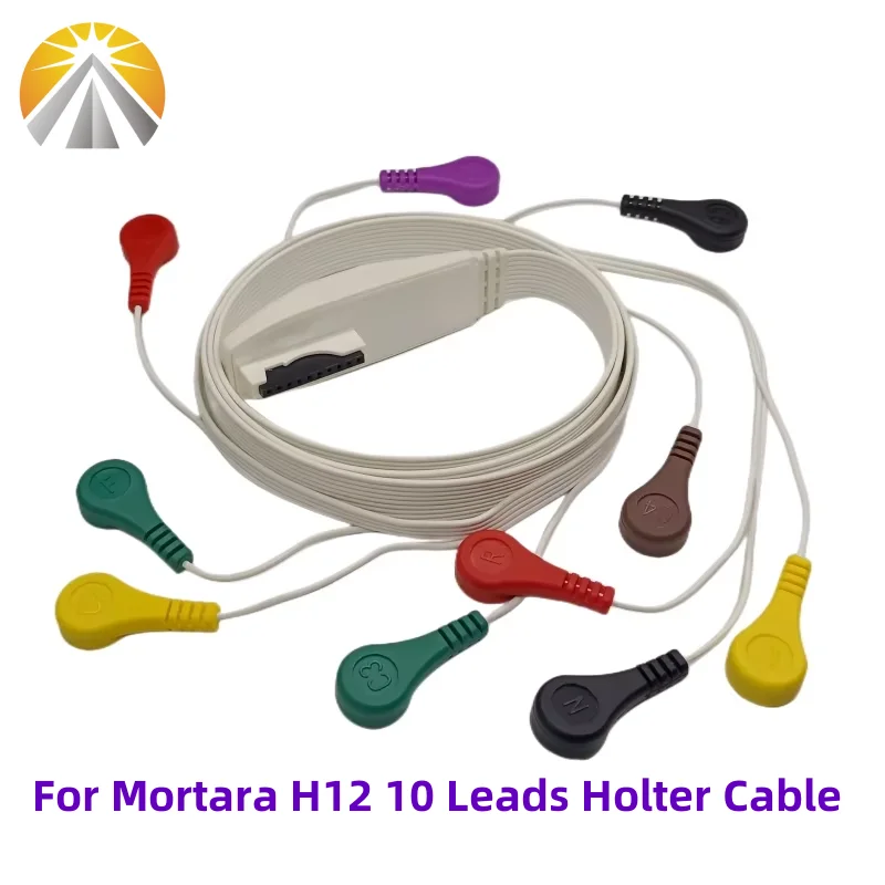 10 Pin Holter Recorder 10 Leads Snap 4.0 ECG Patient Cable for Mortara Instrument H12 H12+ X12 X12+ IEC Standard