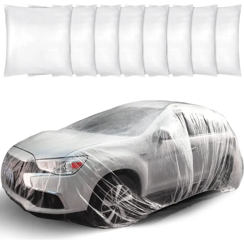 

8-Pack Plastic Car Covers, 12.5x21.7ft, Disposable Waterproof Exterior Protection for Sedans, Outdoor Rain Weather Cover