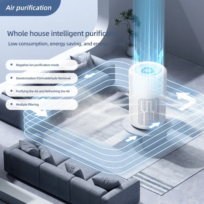 2026 New Mini Air Purifier HEPA Filter Uses Negative Ion Technology To Eliminate Formaldehyde Odors Smoke And Dust Particles