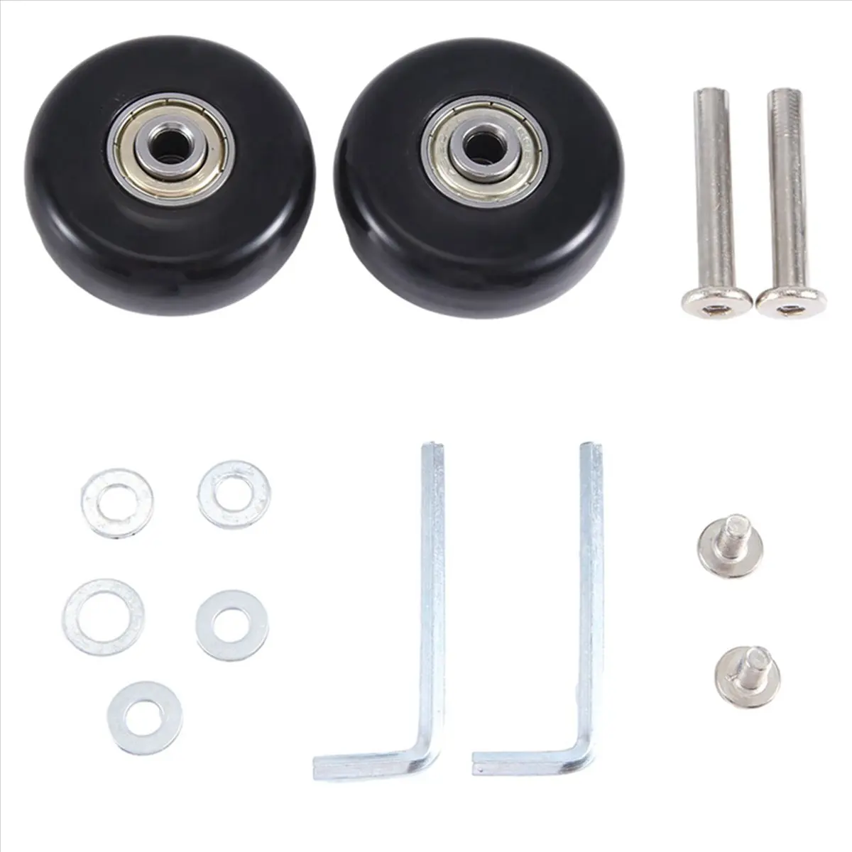 ABQR 50X18mm مجموعة من 2 عجلات بديلة لحقيبة الأمتعة، عجلات دوارة من البولي يوريثان، مجموعات إصلاح محامل من الفولاذ الكربوني