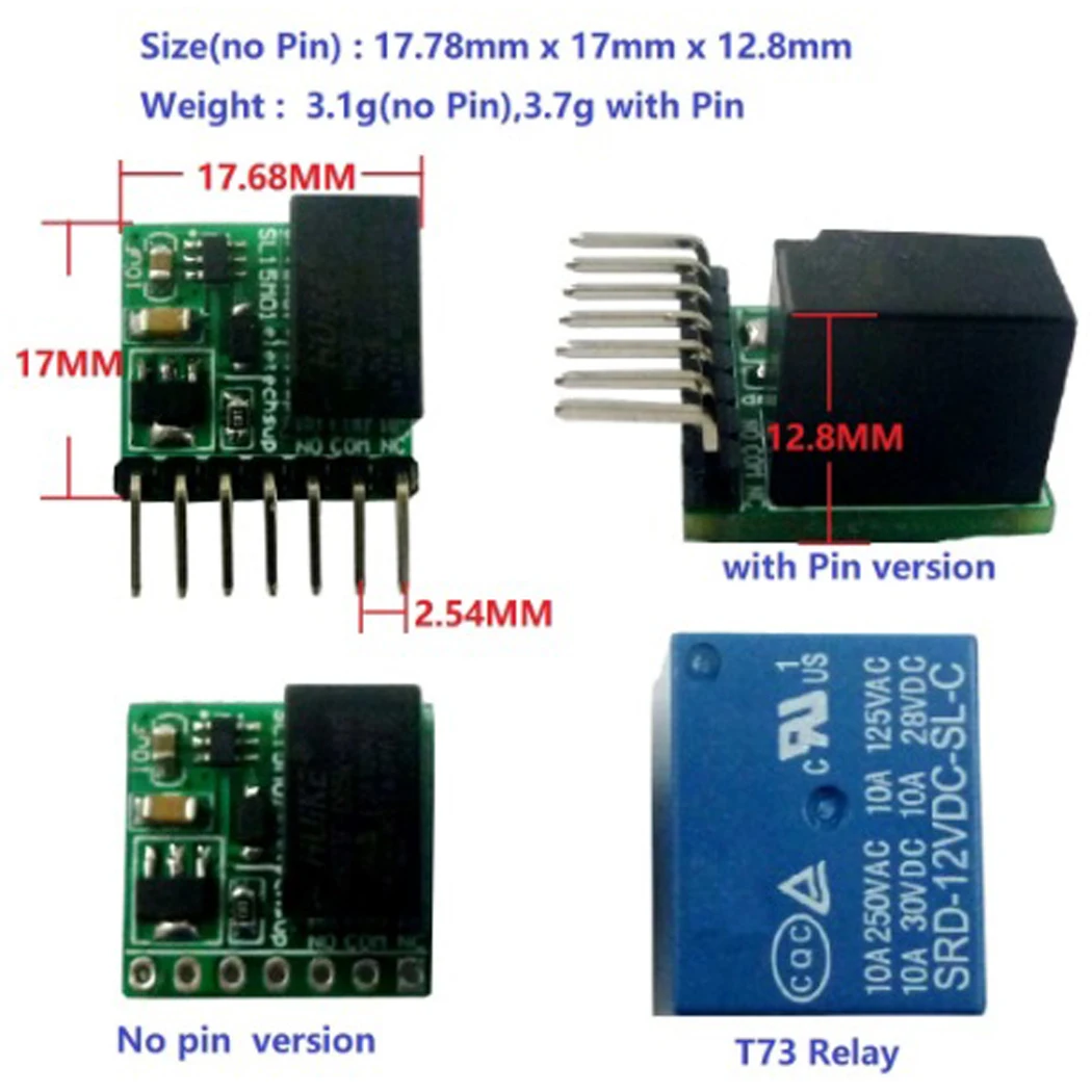 

DC12V 2A 1Ch 2A Mini 1-channel 12V Self-locking Relay Module Trigger Switch Board for LED Motor Solenoid Valve SL15M01