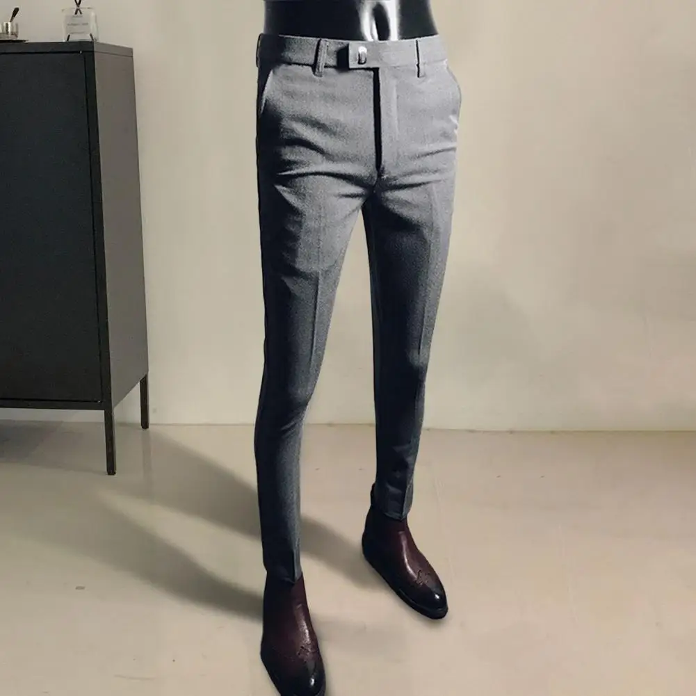 Stylish Office Social Trousers  Straight Super Soft Men Formal Pants  Slim Fit Zipper Fly Business Pants