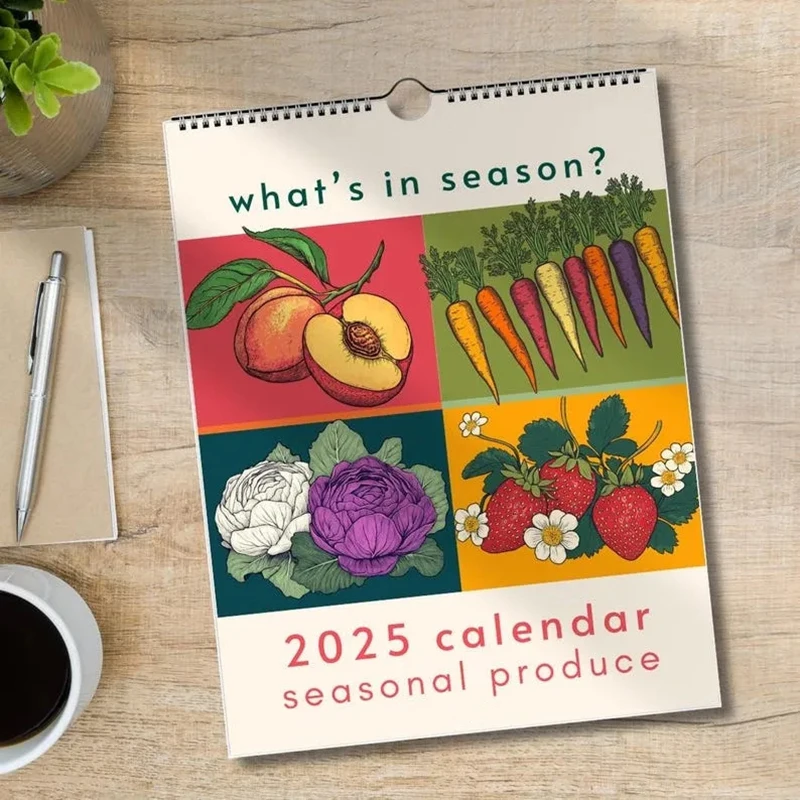 2025 Calendar Seasonal Produce Fruits And Vegetables Calenda Wall Calendar Home Decor