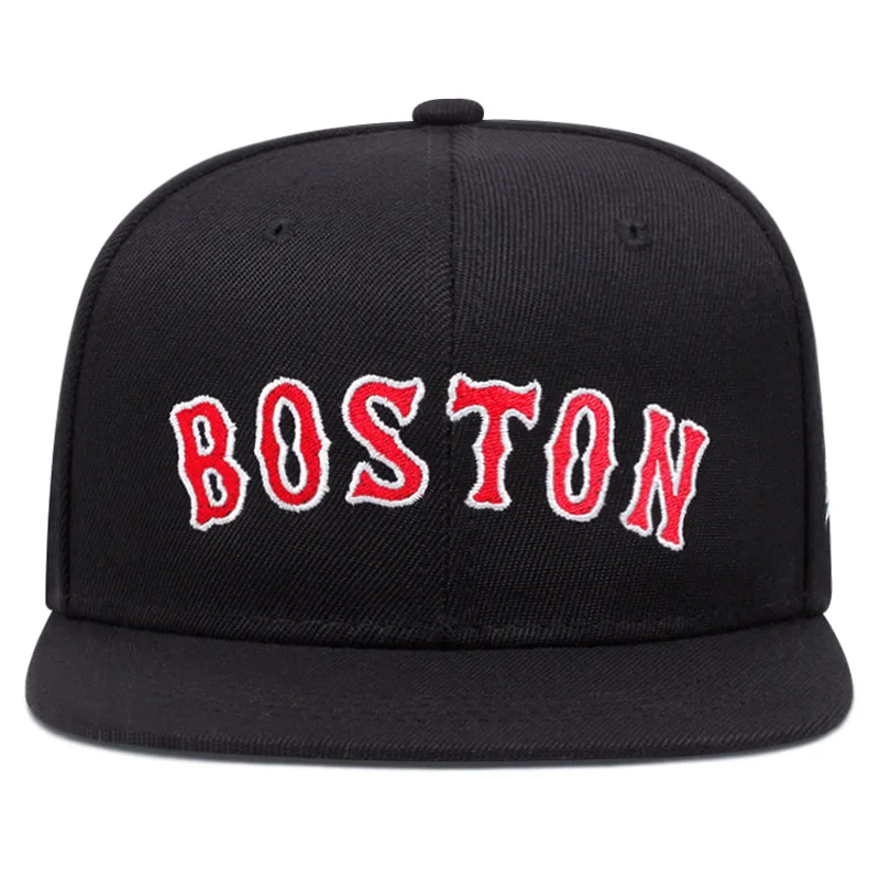 Boston Embroidered Baseball Hat Outdoor Sports Flat brim Hat Summer Sunshade Hip Hop Hat Street Dance Bicycle