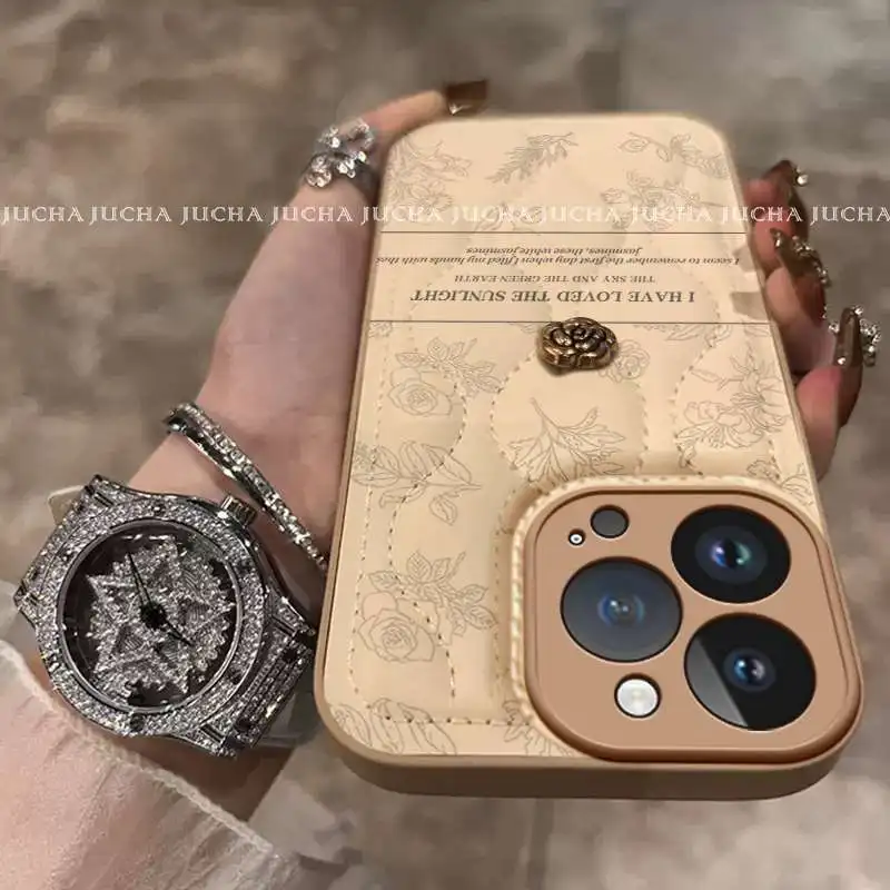 

Line Camellia iPhone16pro phone case High appearance level face control iPhone15 niche iPhone14 super fire iPhone13 light luxury