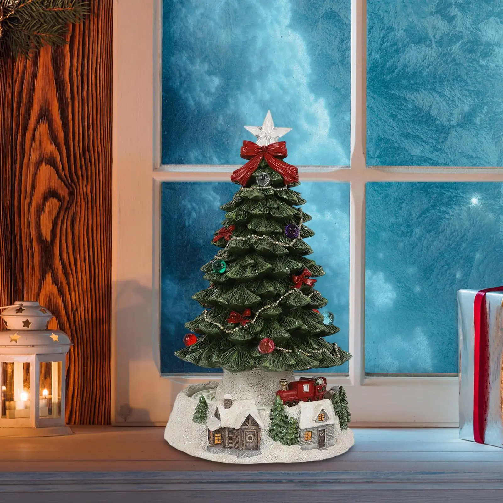 

Музыкальная рождественская елка, с вращающимся поездом, рождественская елка, музыкальная шкатулка для праздничной комнаты